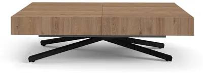 Produktbild von AlpiMeble Höhenverstellbarer ausziehbarer Couchtisch Sena X, ausziehbarer Tisch: 120 cm bis 200 cm, Truffle Brown, mit Metallbeine in Schwarz