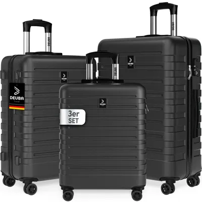 Produktbild von DEUBA TRAVEL Koffer Set 3tlg Hartschalenkoffer Schwarz