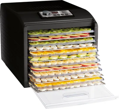 Produktbild von SENCOR SFD 6601BK Sušička potravín, 5 automatických programov, 6 kovových a 6 plastových podnosov, 1 podnos na RAW potraviny, regulácia teploty 35-70 °C, príkon: 500 W