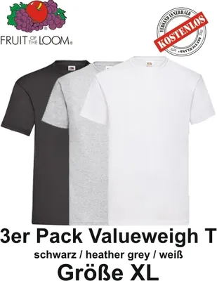 Produktbild von 3er Pack Valueweight T Shirt Fruit of the Loom S M L XL 2XL 3XL XL