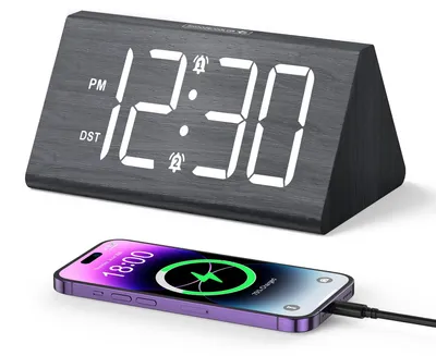 Digitale LED-Wekker 7 Zoll Holzstil 2 Alarme Schlummerfunktion