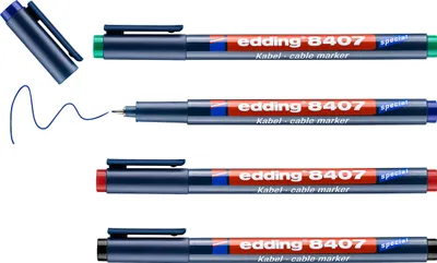 Produktbild von Edding Kabelmarkerset 4-tlg. schwarz/rot/grün/blau 4-8407-4