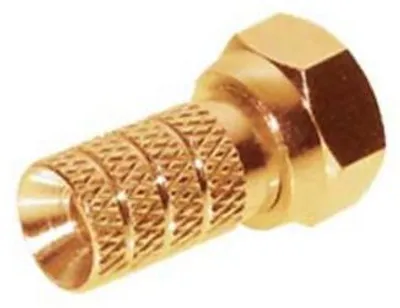 Produktbild von F-Stecker, 4,0 vergoldet---mit großer Mutter