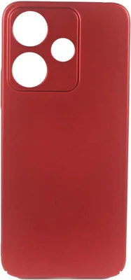A red phone case with cutouts for a camera module.