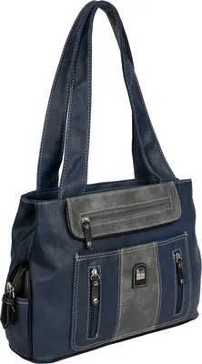Produktbild von Damen Tasche Schultertasche Shopper Henkeltasche Handtasche Leder Optik BLAU (15107)