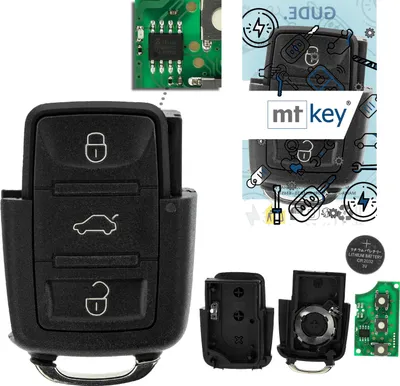 Produktbild von MT-KEY Funk Schlüssel Sender 434MHZ kompatibel mit VW Bora 1J Golf IV Polo 9N Beetle 9C Seat Leon 1M Toledo Skoda Fabia I Octavia Superb 1J0959753DA
