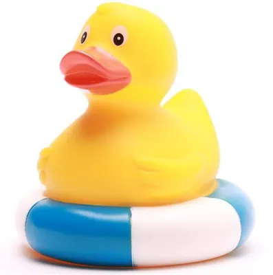 Produktbild von Badeente im Rettungsring blau Vinyl 9 cm