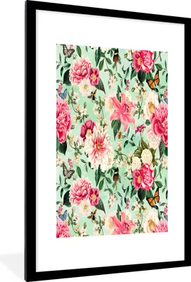 Produktbild von MuchoWow® MuchoWow® Gerahmtes Poster Blumen - Insekten - Frühling 60x90 cm - Poster mit zchwarzem Bilderrahmen - Dekoration - Wandposter Wohnzimmer - Hochwertig