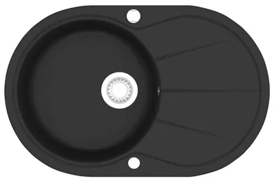 Image de vidaXL Granit Évier de cuisine simple ovale noir