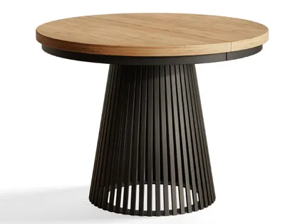 Imagen del producto de Mesa Comedor Extensible Nero, Patas Metálicas, Mesa de Comedor Redonda, Mesa de Salón, 100 cm, Craft