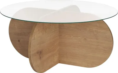 Image de Table basse en bois "Aeris" - 75 x 75 x 35 cm - Chêne SaphirTransparent