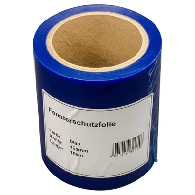 Produktbild von Selbstklebende Schutzfolie blau 12,5 cm für Glasflächen innen & außen, UV-beständig, rückstandsfrei abziehbar
