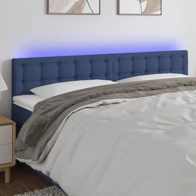 Produktbild von The Living Store LED Kopfteil Blau 180x5x78/88 cm Stoff