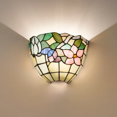 Produktbild von Tiffany Mehrfarbig Dekoriertes Glas Wandleuchte H.20 Cm