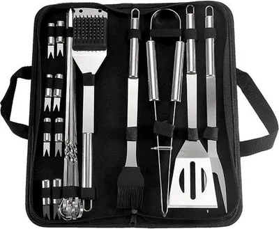 Productafbeelding van Famanu grillaccessoireset - 28-delige set barbecue-accessoires van roestvrij staal