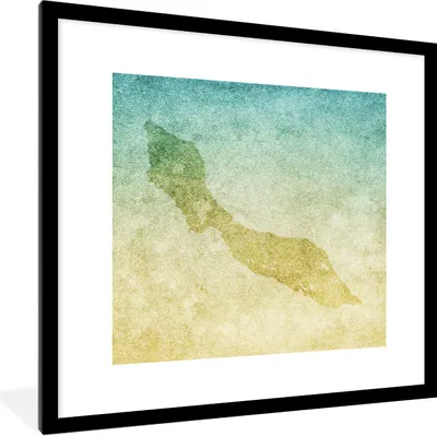 Produktbild von MuchoWow® Gerahmtes Poster Eine Illustration von Curacao auf einem farbigen Hintergrund 40x40 cm - Poster mit Schwarzem Bilderrahmen Wandposter Rahmen Foto Bilder - Poster - Plakat im Rahmen