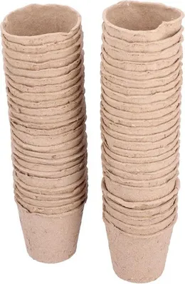 Produktbild von Packung mit 50 biologisch abbaubaren 8-cm-Torftöpfen für Gartensetzlinge, Baumschulen und Gartenzubehör