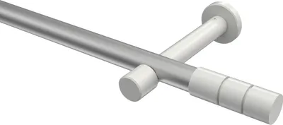 Produktbild von Interdeco Gardinenstange / Vorhangstange Silbergrau / Weiß, Typ Prestige Elanto (Rillenzylinder) ohne Ringe, 20 mm Ø 1-läufig, 280 cm