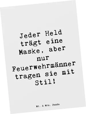 Produktbild von Mr. & Mrs. Panda Postkarte Spruch Stilvolle Feuerwehrmann - Weiß - Geschenk, Anerkennung, Geschenke für Berufstätige, Mut, Berufsprodukte, Bewunderung, Beruf, Grußkarte