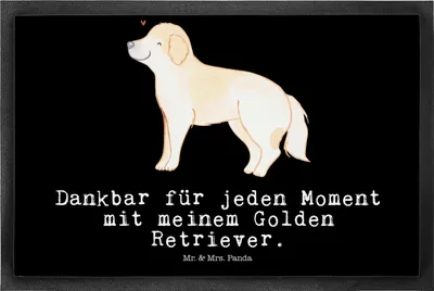 Produktbild von Mr. & Mrs. Panda fußmatte Golden Retriever Moment 50 x 75 cm - Schwarz - Geschenk, Goldie Hund, Schuhabstreifer, Schmutzfangmatte, Vorleger, Schmutzfänger, Bodenvorleger