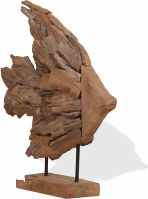 Image de Sculpture de poisson teck 40x12x57 cm