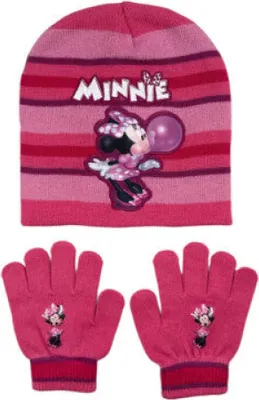 Produktbild von Disney Minnie Maus Kinder Wintermütze plus Handschuhe Gr. 54 – Rosa / 54