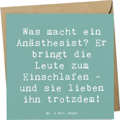 Produktbild von Mr. & Mrs. Panda Grußkarte Spruch Anästhesist Schlafprofi - Meeresbrise - Geschenk, doppelkarte, handgefertigte Geschenke, Medizinischer Beruf, faltkarte, Anästhesiologie