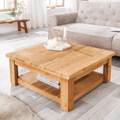 Produktbild von riess-ambiente Quadratischer Couchtisch JAVA 70cm natur recyceltes Teakholz mit Ablagefach