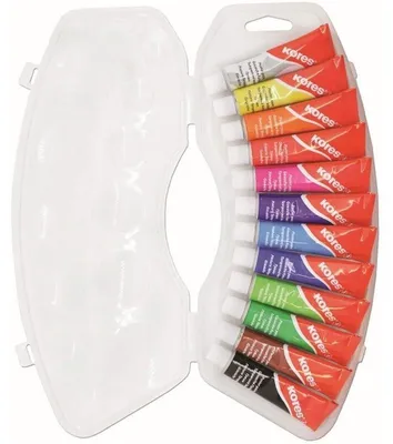 Produktbild von Kores FF72412, Schwarz, Blau, Grün, Orange, Pink, Rot, Weiß, Gelb, Pinsel, Kunststoffkasten, 12 Stück(e)