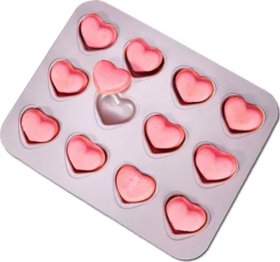 Image de 12 Cavité Moule à Muffins en forme de Cœur pour Mini Gâteaux en forme de Cœur, Plaque à pâtisserie antiadhésive pour four Madeleine, En acier au carbone résistant