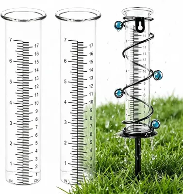 Produktbild von 2 Stück Ersatzglas für Regenmesser - 21x5,6cm frostbeständiges Borosilikatglas - Transparentes Messzylinder mit Skala - Niederschlagsmessgerät für Garten Wetterstation