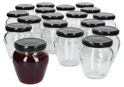 Produktbild von 20er Set Marmeladengläser 212ml Deckel Schwarz Twist-Off TO 63 Einmachgläser Antipasti Konfitüre