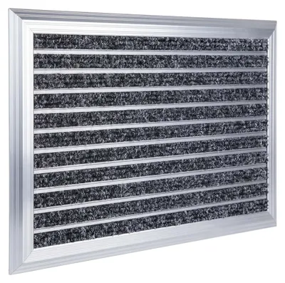 Deurmat 60x40 cm Aluminium wetterbeständig antirutsch Silber