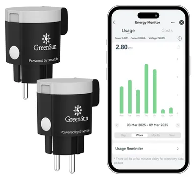 WLAN-Außensteckdose, 2 Stück, IP44, Timer, Strommessung, Sprachsteuerung