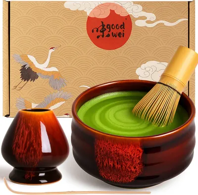 Immagine prodotto di Set matcha "Akai" con ciotola, frustino e supporto – set elegante per la cerimonia del tè e la degustazione del matcha