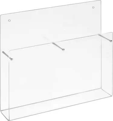 Produktbild von 2-fach DIN Lang Wandprospekthalter im Hochformat aus Acrylglas / Wandmontage / Bohrlöcher / Acryl