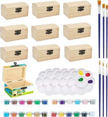 Productafbeelding van Mini-Schatkist Houten Knutselset 10 Stukken Schatkist Van Hout 9 X 5