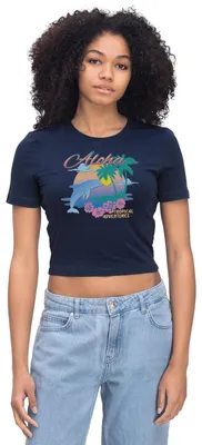 Produktbild von Spreadshirt Sommer Urlaub Aloha Strand Palmen Trend Crop Top, XL, Light Navy