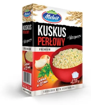Obrázek produktu pro Kuskus perłowy z suszonymi warzywami Melvit 320 g