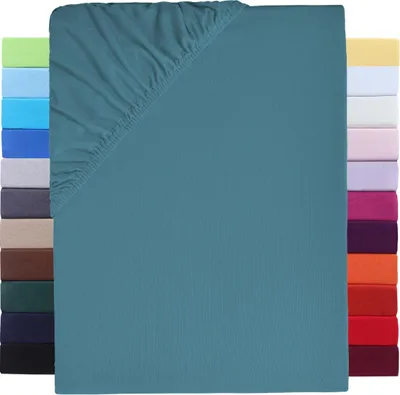Produktbild von Jersey Spannbettlaken Wasserbett Boxspringbett 180-200x220cm Petrol