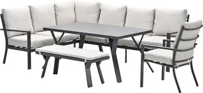 Produktbild von Garden Impressions Lounge/Dining Set Sergio Aluminium 5-teilig links carbon black, desert sand