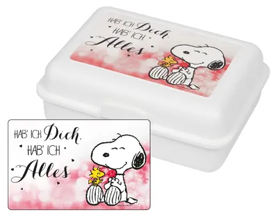 Peanuts Snoopy Brotdose mit Trennwand, weiß, 17,5x12,8x6,9 cm