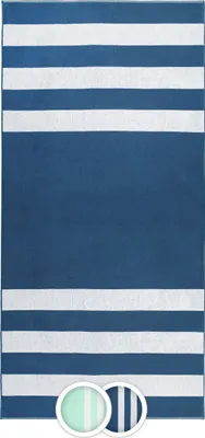 Produktbild von Strandlaken groß 100x200 cm, gestreift, 100 % Baumwolle, dunkelblau (blau)