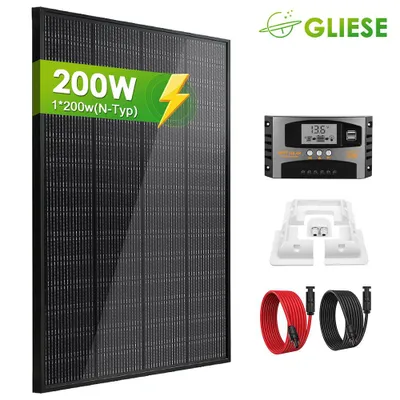 Produktbild von 200W Wohnmobil Set ETFE Solarpanel 12V Solarmodul Mono N-Typ Mit Montage PV Halterung 0%