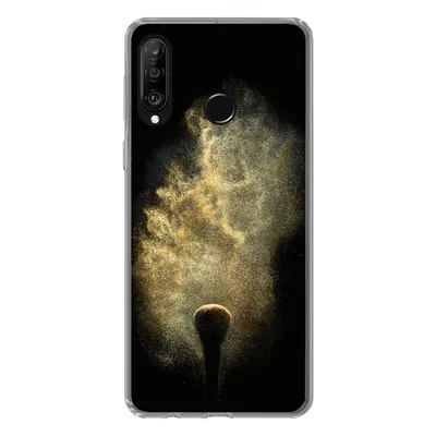 Produktbild von MuchoWow® Handyhülle Schutzhülle Hülle für Huawei P30 Lite Goldpulver auf schwarzem Hintergrund Silikon Softcase Handy Hülle - Handyhülle