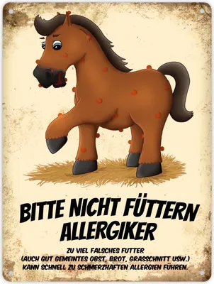 Produktbild von Metallschild XL mit braunem Pferd Motiv und Spruch: Bitte nicht füttern -