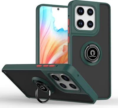 Produktbild von Hülle für Motorola Moto G Stylus 5G 2025 Matte Transluzent TPU Stoßfest Schutzhülle mit Ring Halter Ständer dunkelgrün