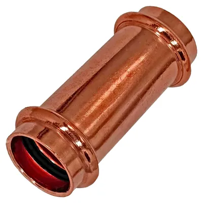 Produktbild von Pressfitting Schiebe Muffe Kupplung Verbinder für Kupferrohr Außendurchmesser 28 mm mit 2 Muffenanschlüssen zum Verpressen V Kontur Trinkwasser Heizung Sanitär Wasser