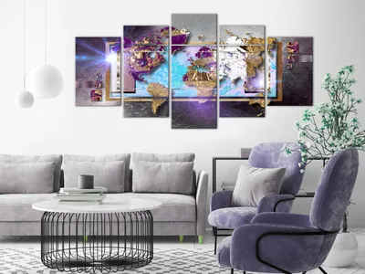 Immagine prodotto di MAPPA DEL MONDO ABSTRACT Quadro di vetro acrilico Arte murale moderna Quadri di vetro k-C-0093-k-m