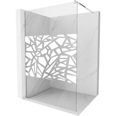 Obrázek produktu pro Mexen Kioto sprchová zástěna 120 x 200 cm, Průhledné/Bílý vzor 8 mm, Chromovaná - 800-120-101-01-85